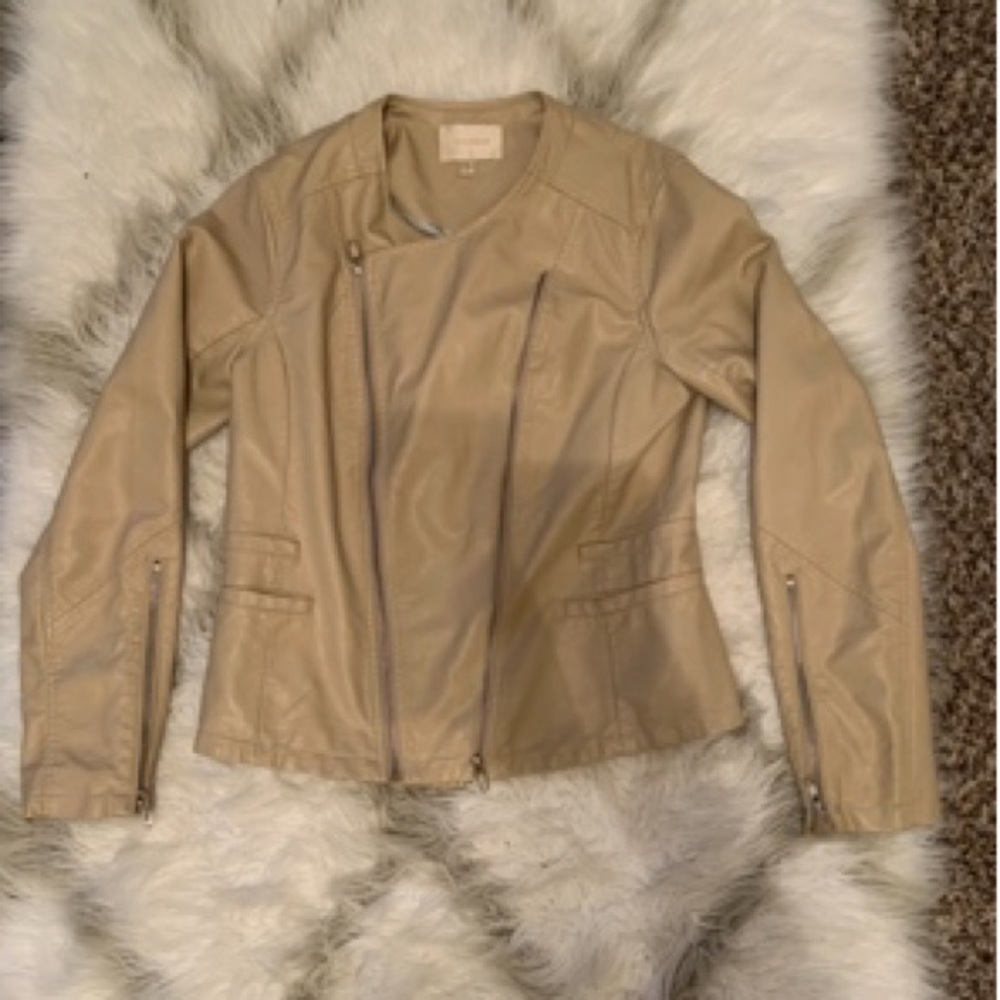 camel faux leather jacket